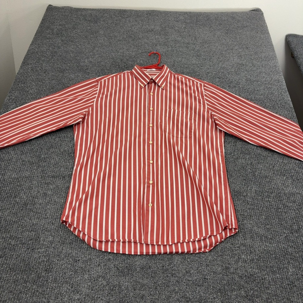 Peter Millar Shirt Mens L Red Cotton Striped Button Down Long Sleeve Classic